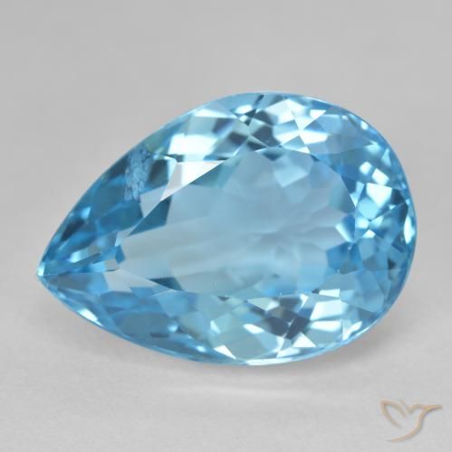 23.95ct طبيعي الأزرق السويسري توباز, شكل الكمثرى, قليلا جدا