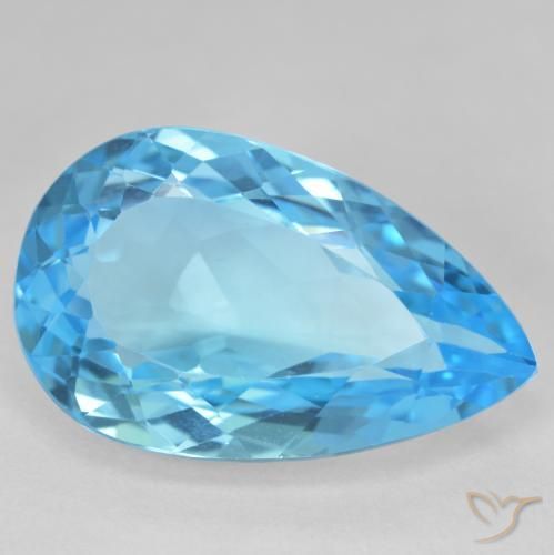 27.27ct طبيعي الأزرق السويسري توباز, شكل الكمثرى, VVS-VS