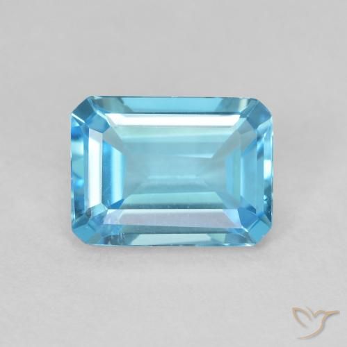 1.80ct طبيعي الأزرق السويسري توباز, قص الزمرد, قليلا جدا