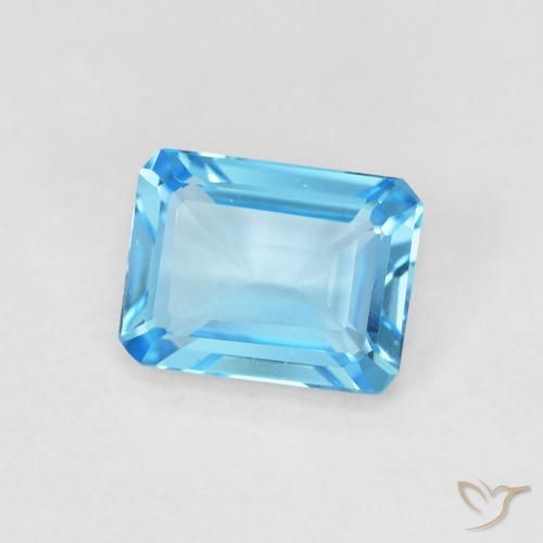توباز أزرق سماوى غامق طبيعي، ثمانى / قصة زمرد، 1.80 قيراط، VVS