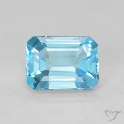 1.86ct طبيعي الأزرق السويسري توباز, قص الزمرد, VVS