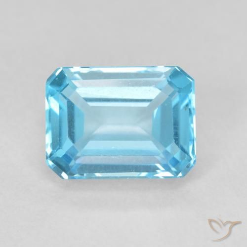 2.16ct طبيعي الأزرق السويسري توباز, قص الزمرد, VVS