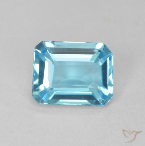 1.70ct طبيعي الأزرق السويسري توباز, قص الزمرد, VVS
