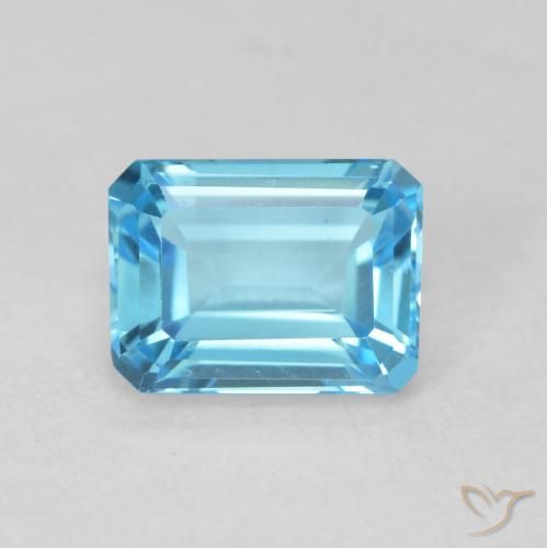 2.14ct طبيعي الأزرق السويسري توباز, قص الزمرد, VVS