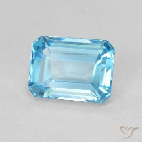 2.14ct طبيعي الأزرق السويسري توباز, قص الزمرد, VVS