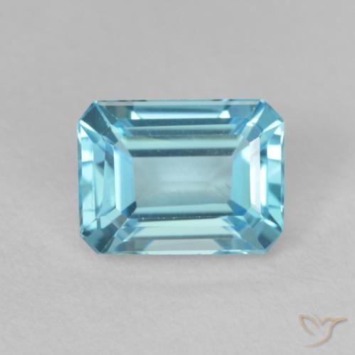 2.00ct طبيعي أزرق سماوى فاتح توباز, قص الزمرد, VVS