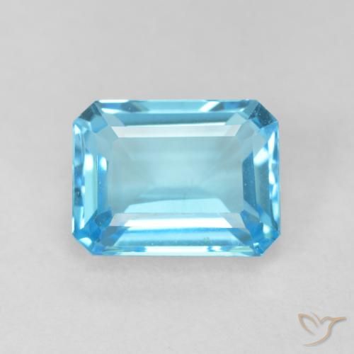 2.17ct طبيعي الأزرق السويسري توباز, قص الزمرد, VVS