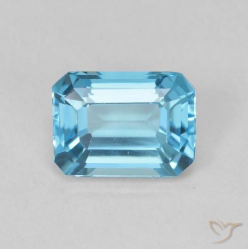 2.00ct طبيعي الأزرق السويسري توباز, قص الزمرد, VVS-VS