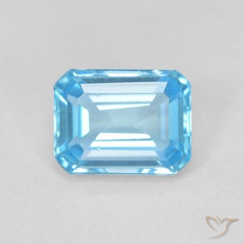 1.82ct طبيعي الأزرق السويسري توباز, قص الزمرد, VVS-VS
