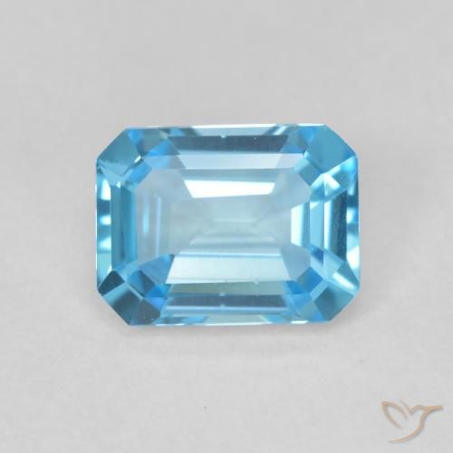 1.76ct طبيعي الأزرق السويسري توباز, قص الزمرد, VVS-VS