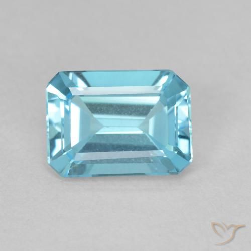 1.68ct طبيعي أزرق فاتح توباز, قص الزمرد, VVS-VS