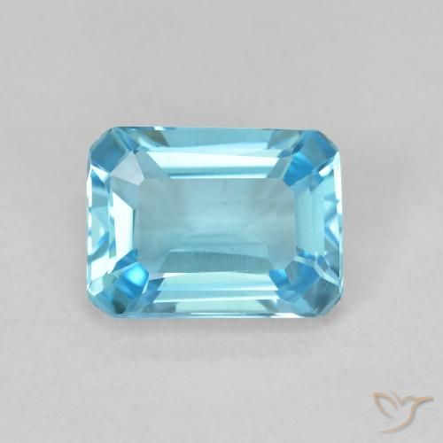 1.91ct طبيعي أزرق سماوى فاتح توباز, قص الزمرد, VVS-VS