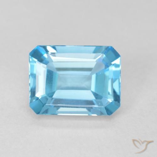 2.01ct طبيعي الأزرق السويسري توباز, قص الزمرد, نصف شفاف