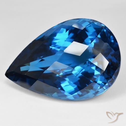 215.16ct طبيعي أزرق لندنى توباز, شكل الكمثرى, VVS