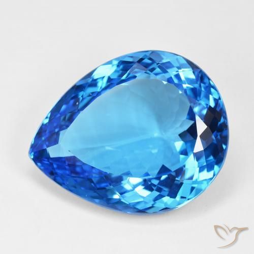 55.81ct طبيعي أزرق سماوى غامق توباز, شكل الكمثرى, IF