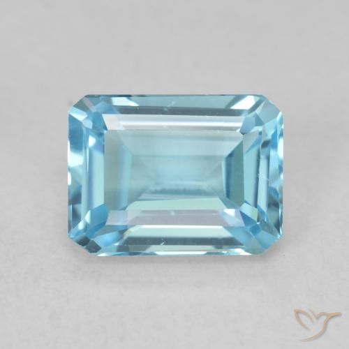 2.07ct طبيعي الأزرق السويسري توباز, قص الزمرد, قليلا جدا