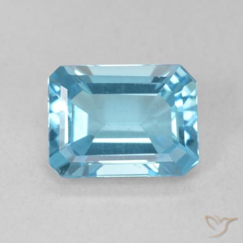1.74ct طبيعي الأزرق السويسري توباز, قص الزمرد, VVS-VS