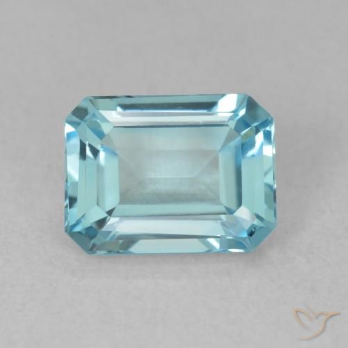 1.89ct طبيعي أزرق فاتح توباز, قص الزمرد, قليلا جدا