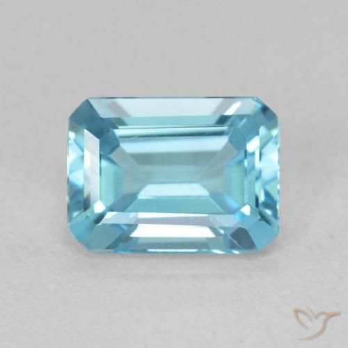 1.82ct طبيعي أزرق مخضر فاتح توباز, قص الزمرد, VVS