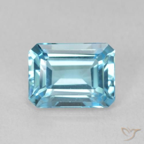 1.80ct طبيعي أزرق فاتح توباز, قص الزمرد, VVS