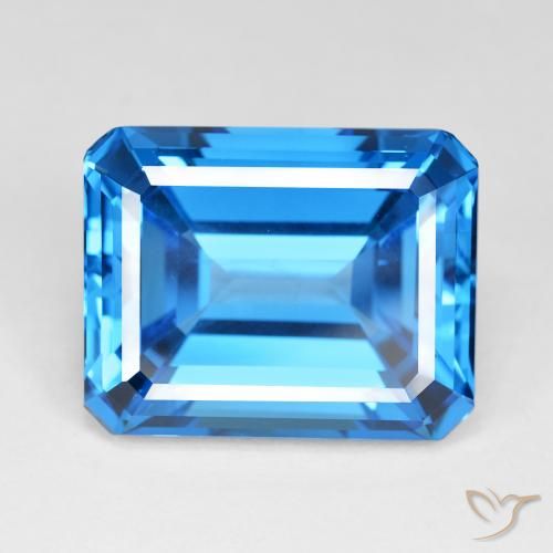 60.43ct طبيعي أزرق سويسرى غامق توباز, قص الزمرد, IF