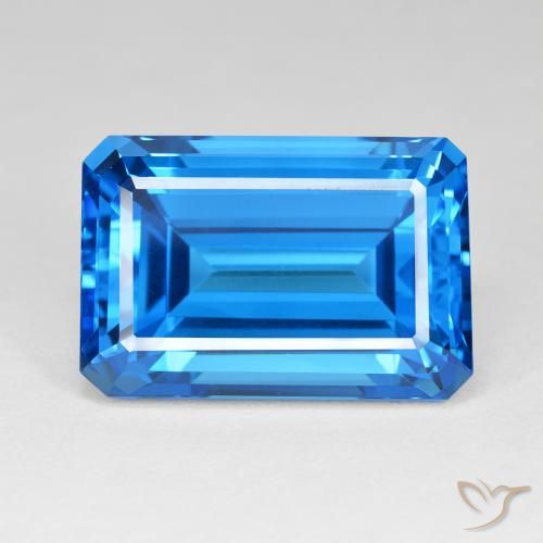 61.60ct طبيعي الأزرق السويسري توباز, قص الزمرد, IF
