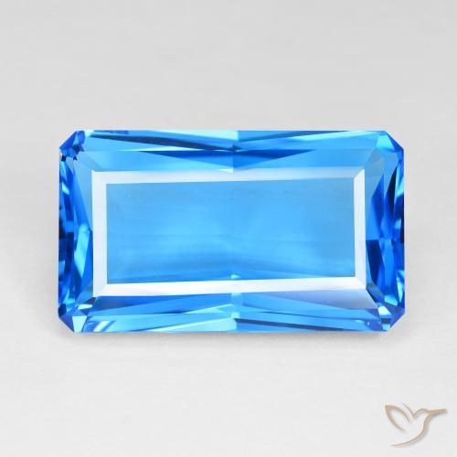 51.23ct طبيعي أزرق سويسرى غامق توباز, قص الزمرد, IF
