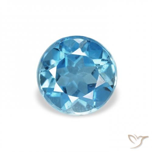 0.88ct أزرق لندنى توباز, دائري, قليلا جدا