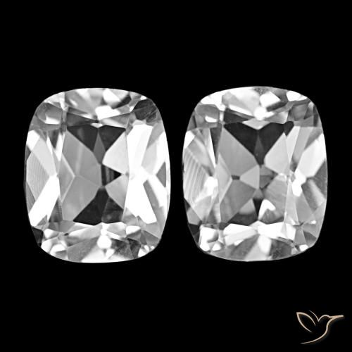 أحجار توباز أبيض شفاف طبيعية، قطع وسادة، VVS-VS، وزنها 11.92 قيراط