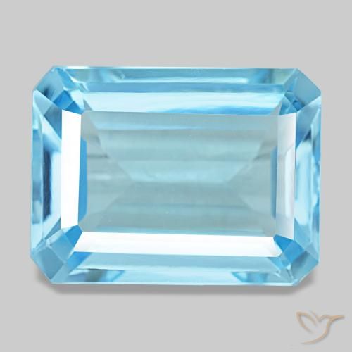 14.71ct أزرق توباز, قص الزمرد, قليلا جدا