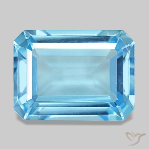 14.58ct أزرق توباز, قص الزمرد, قليلا جدا