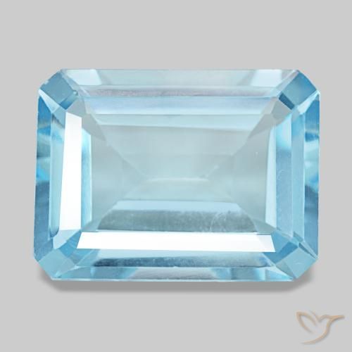 12.92ct أزرق توباز, قص الزمرد, قليلا جدا