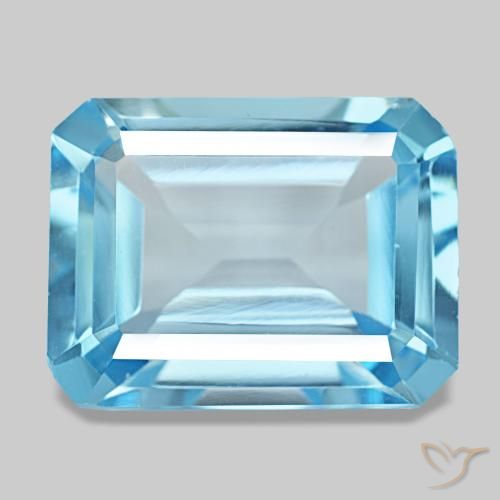 13.53ct أزرق توباز, قص الزمرد, قليلا جدا