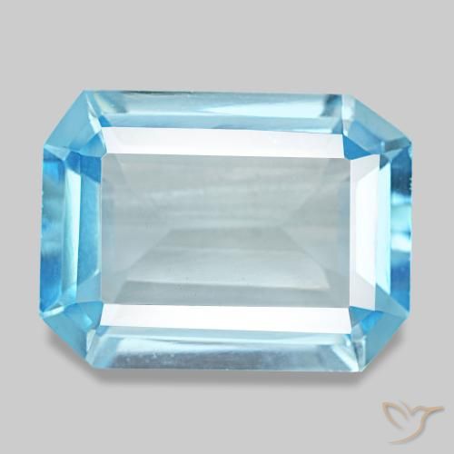 12.60ct أزرق توباز, قص الزمرد, VVS