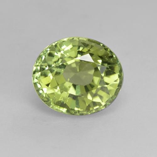 تورمالين طبيعي بلون Pear Green ، وزن ‎1.27‎ قيراط، شكل بيضاوى، مقاس ‎7x6‎ مم