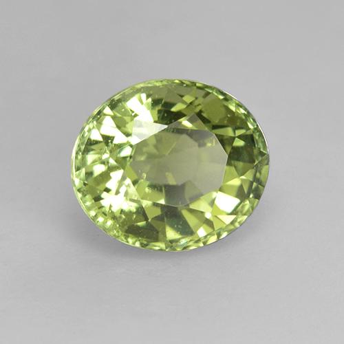 تورمالين طبيعي بلون Pear Green ، وزن ‎1.27‎ قيراط، شكل بيضاوى، مقاس ‎7x6‎ مم