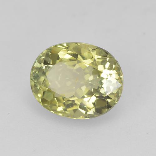 تورمالين طبيعي بلون Light Greenish Yellow ، وزن ‎1.25‎ قيراط، شكل بيضاوى، مقاس ‎7.6x6.1‎ مم