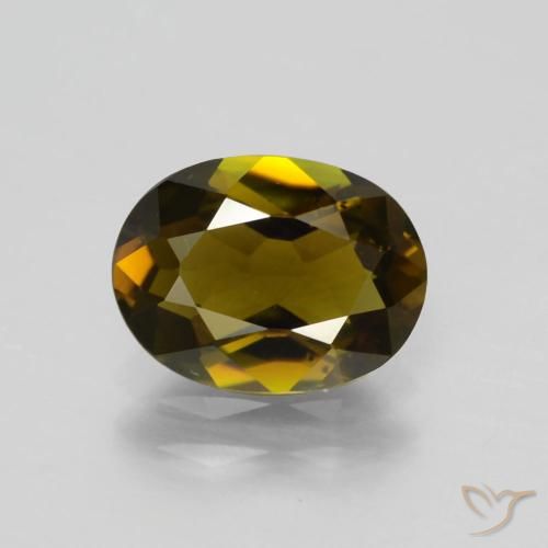 1.48ct طبيعي بنى ذهبى غامق تورمالين, بيضوي, قليلا جدا