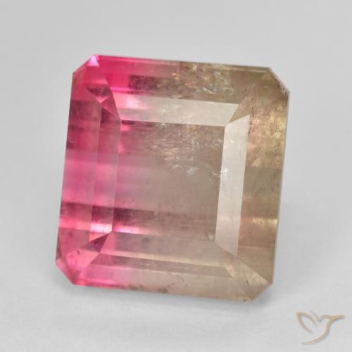 13.13ct طبيعي ثنائية اللون تورمالين, قص الزمرد, SI