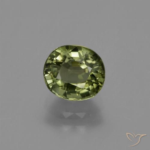 1.19ct طبيعي أخضر داكن-متوسط تورمالين, بيضوي, قليلا جدا