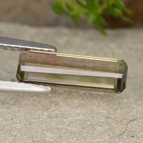 تورمالين ثنائي اللون طبيعي، قص الزمرد، 1.72 قيراط، قليلا جدا