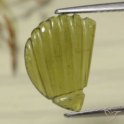 3.33ct طبيعي أخضر الغابة دافئ تورمالين, فانسى, نصف شفاف