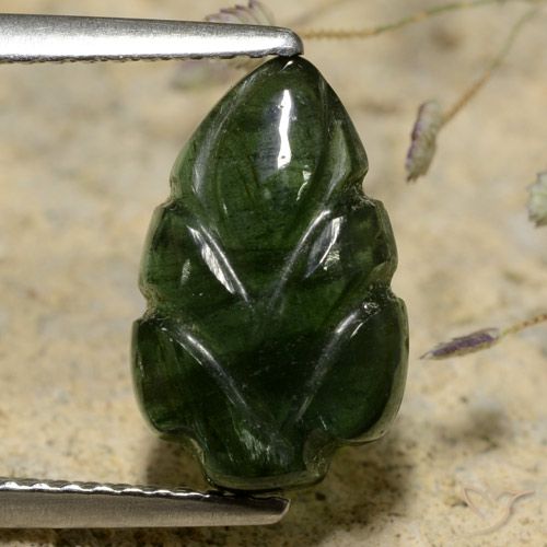2.75ct طبيعي أخضر ترابى تورمالين, قص وردة, نصف شفاف
