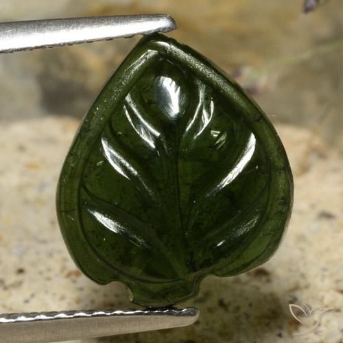 3.63ct طبيعي أخضر غامق تورمالين, فانسى, نصف شفاف
