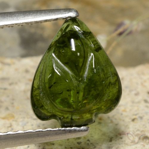 2.01ct طبيعي أخضر الغابات تورمالين, قص وردة, نصف شفاف