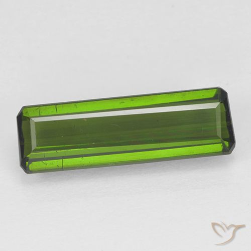 1.24ct طبيعي أخضر ترابى تورمالين, قص الزمرد, قليلا جدا