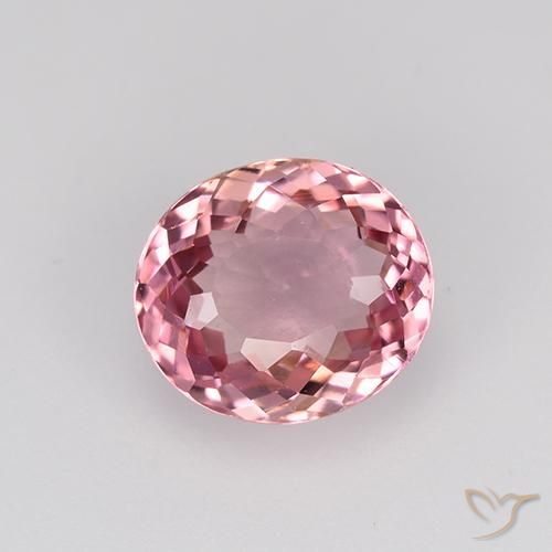 1.38ct طبيعي وردى فاقع فاتح تورمالين, بيضوي, VVS-VS