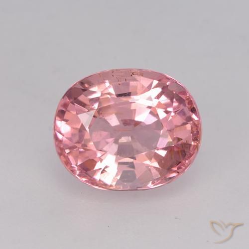 1.66ct طبيعي وردى فاقع فاتح تورمالين, بيضوي, قليلا جدا