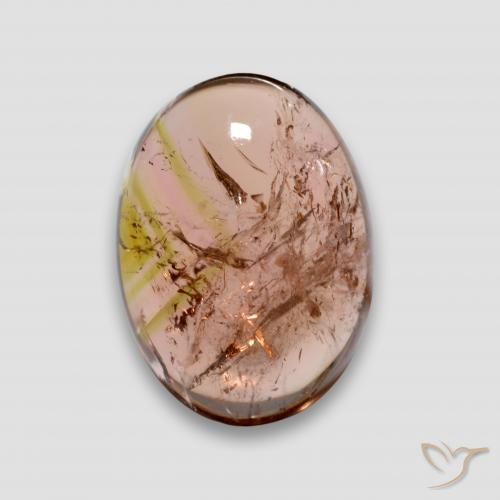 6.57ct طبيعي وردى زهرى فاتح تورمالين, بيضوي, شفاف