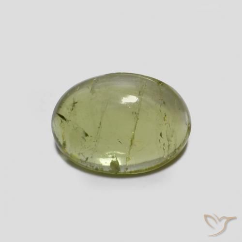 1.49ct طبيعي أخضر مصفر تورمالين, بيضوي, شفاف